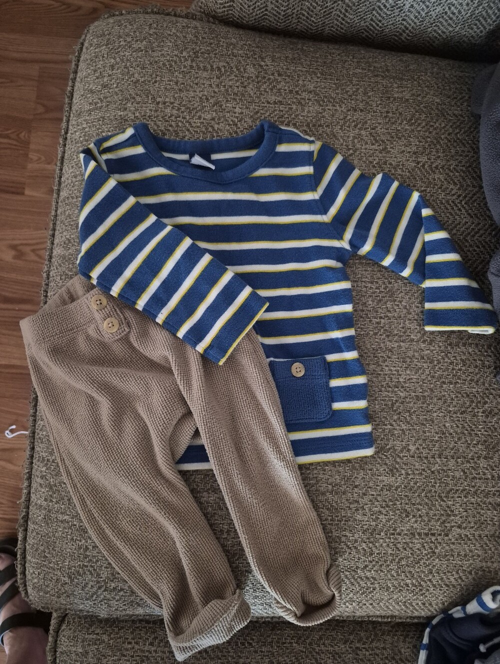 Striped Blue & Yellow Kids Long-Sleeve Top